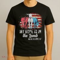 My Hope Is In The Lamb Funny Scripture Elephant Donkey Us T-Shirt thumb 3