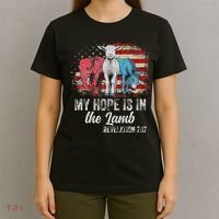 My Hope Is In The Lamb Funny Scripture Elephant Donkey Us T-Shirt thumb 4