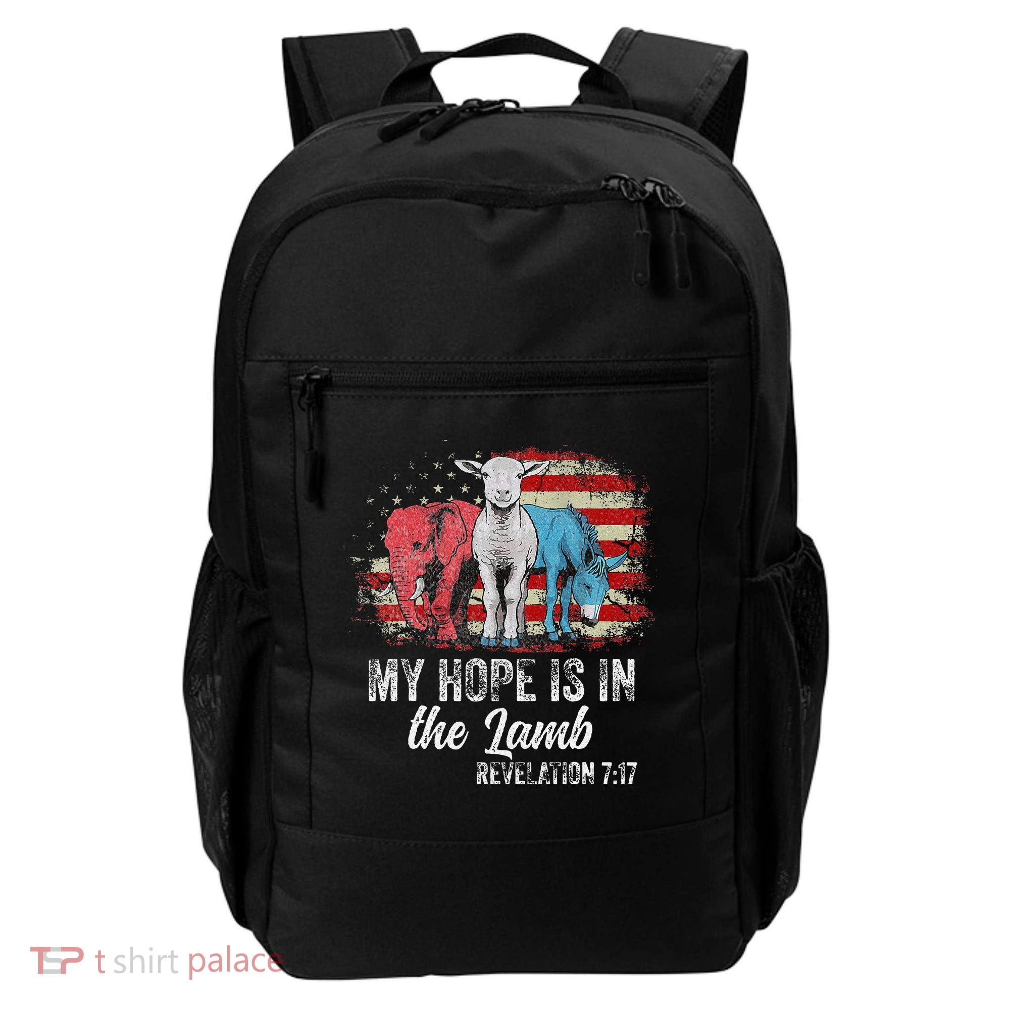 My Hope Is In The Lamb Funny Scripture Elephant Donkey Us Backpack
