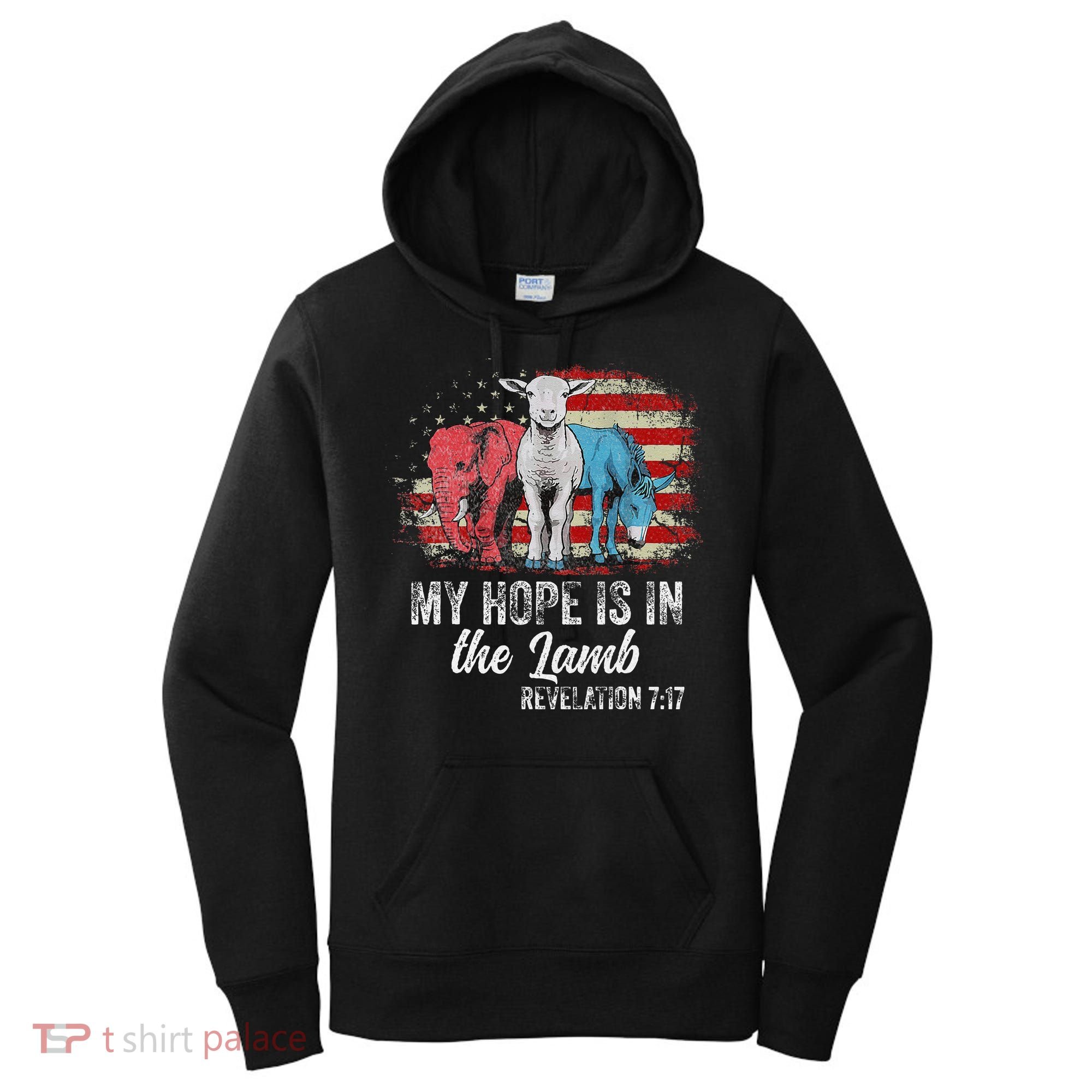 My Hope Is In The Lamb Funny Scripture Elephant Donkey Us Women's Hoodie