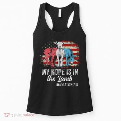 My Hope Is In The Lamb Funny Scripture Elephant Donkey Us Women's Tank Top