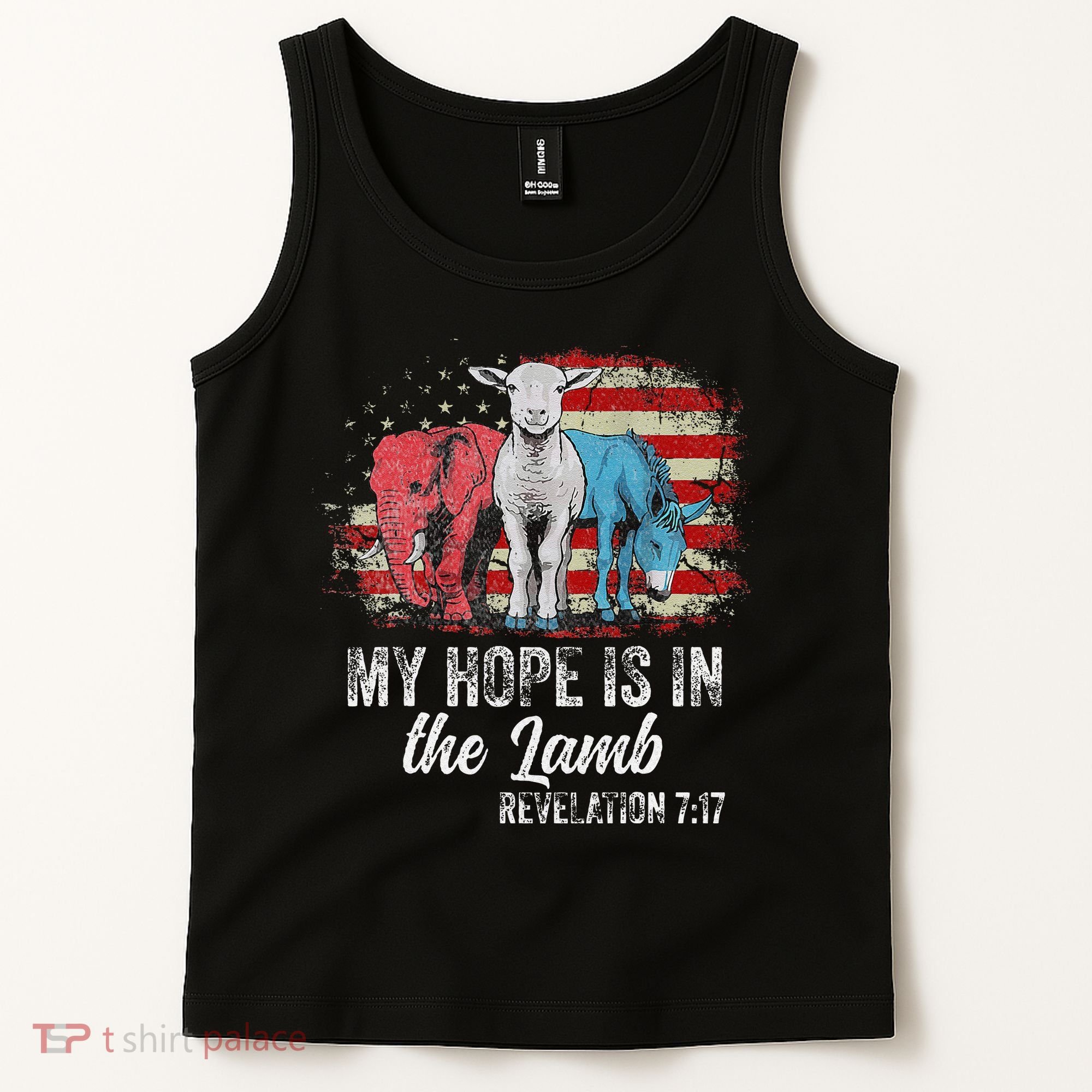 My Hope Is In The Lamb Funny Scripture Elephant Donkey Us Tank Top
