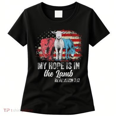 My Hope Is In The Lamb Funny Scripture Elephant Donkey Us Women's T-Shirt