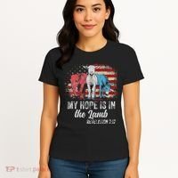 My Hope Is In The Lamb Funny Scripture Elephant Donkey Us Women's T-Shirt thumb 4