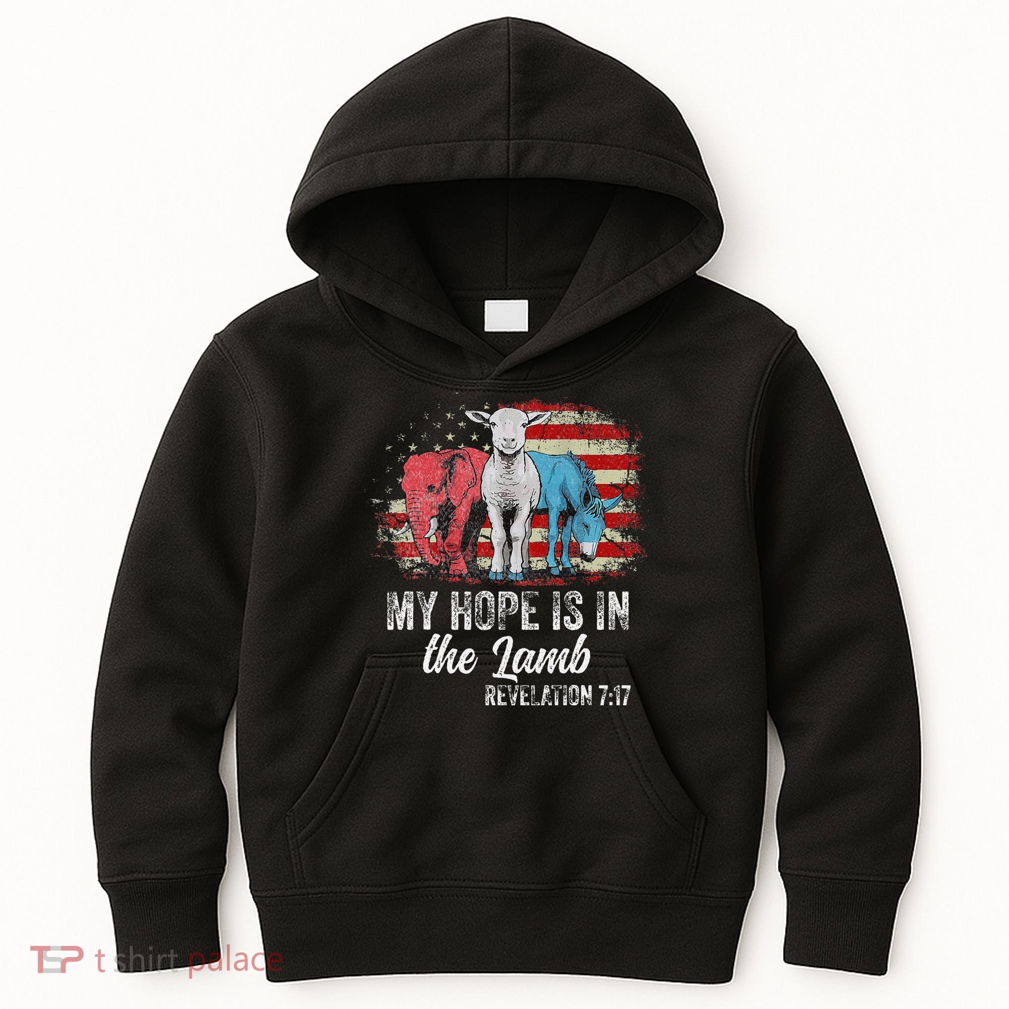 My Hope Is In The Lamb Funny Scripture Elephant Donkey Us Kids Hoodie