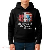 My Hope Is In The Lamb Funny Scripture Elephant Donkey Us Kids Hoodie thumb 4
