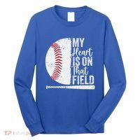 My Heart Is On That Baseball Field Proud Baseball Dad Fan Gift Long Sleeve Shirt thumb 0