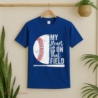 My Heart Is On That Baseball Field Proud Baseball Dad Fan Gift T-Shirt thumb 2