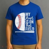 My Heart Is On That Baseball Field Proud Baseball Dad Fan Gift T-Shirt thumb 3