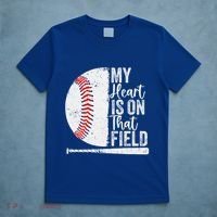 My Heart Is On That Baseball Field Proud Baseball Dad Fan Gift T-Shirt thumb 5
