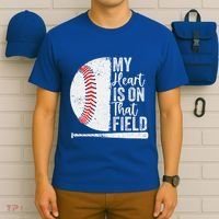 My Heart Is On That Baseball Field Proud Baseball Dad Fan Gift T-Shirt thumb 6