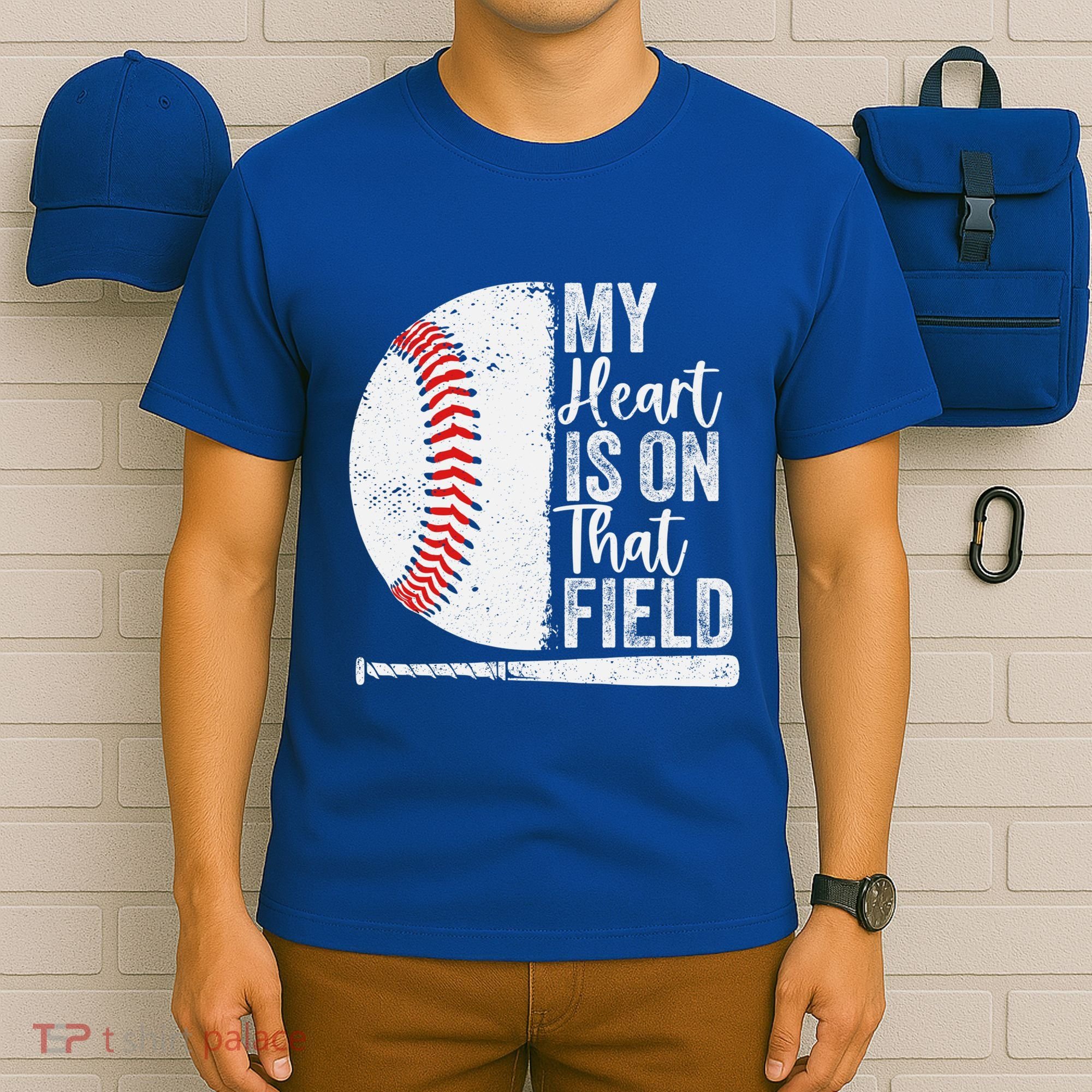 My Heart Is On That Baseball Field Proud Baseball Dad Fan Gift T-Shirt