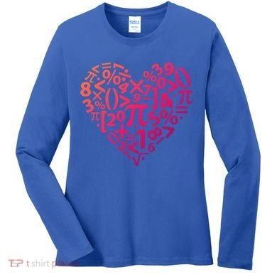 Math Heart I Love Math Math Lovers Gift Math Teacher Gift Women's Long Sleeve Shirt