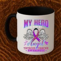 My Hero Is Now My Angel Thyroid Cancer Carcinoma Gift Idea Gift Coffee Mug thumb 2
