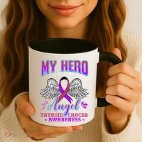 My Hero Is Now My Angel Thyroid Cancer Carcinoma Gift Idea Gift Coffee Mug thumb 3