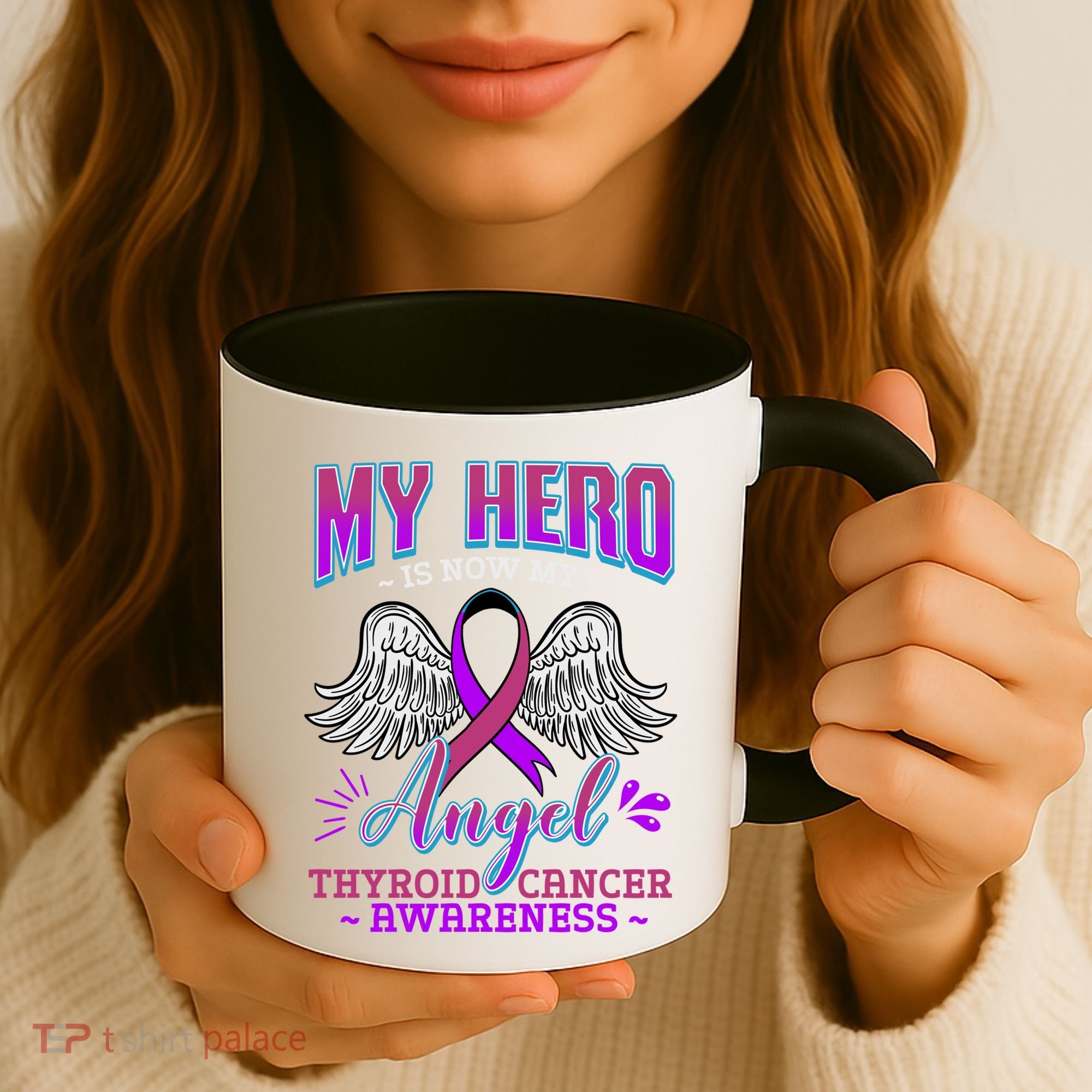 My Hero Is Now My Angel Thyroid Cancer Carcinoma Gift Idea Gift Coffee Mug