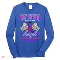 My Hero Is Now My Angel Thyroid Cancer Carcinoma Gift Idea Gift Long Sleeve Shirt thumb 0