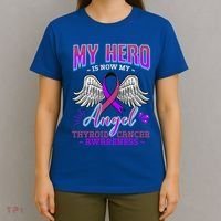 My Hero Is Now My Angel Thyroid Cancer Carcinoma Gift Idea Gift T-Shirt thumb 4