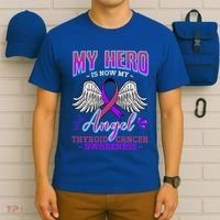 My Hero Is Now My Angel Thyroid Cancer Carcinoma Gift Idea Gift T-Shirt thumb 6