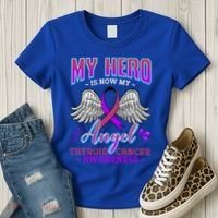 My Hero Is Now My Angel Thyroid Cancer Carcinoma Gift Idea Gift Women's T-Shirt thumb 3