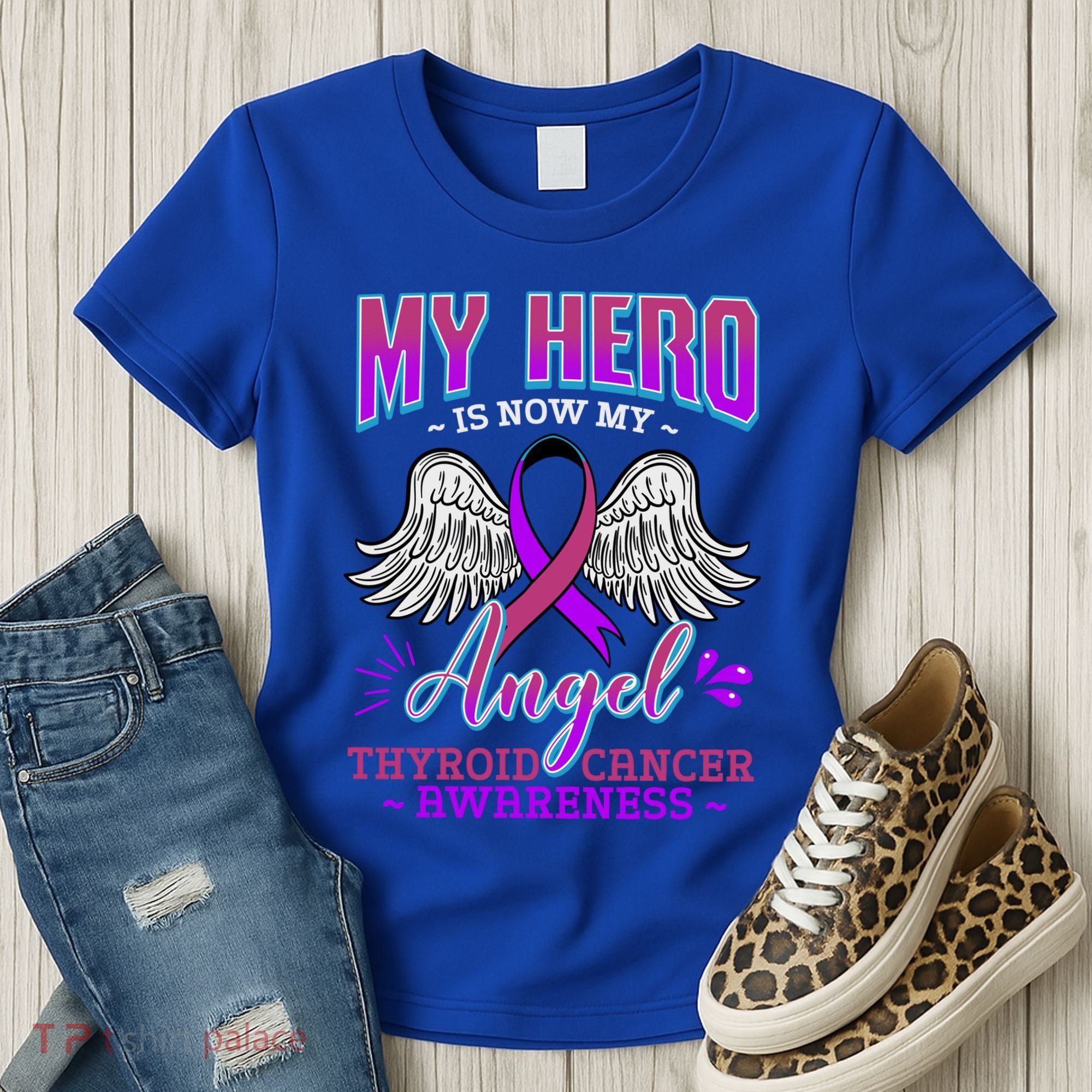 My Hero Is Now My Angel Thyroid Cancer Carcinoma Gift Idea Gift Women's T-Shirt