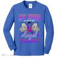 My Hero Is Now My Angel Thyroid Cancer Carcinoma Gift Idea Gift Kids Long Sleeve Shirt thumb 0