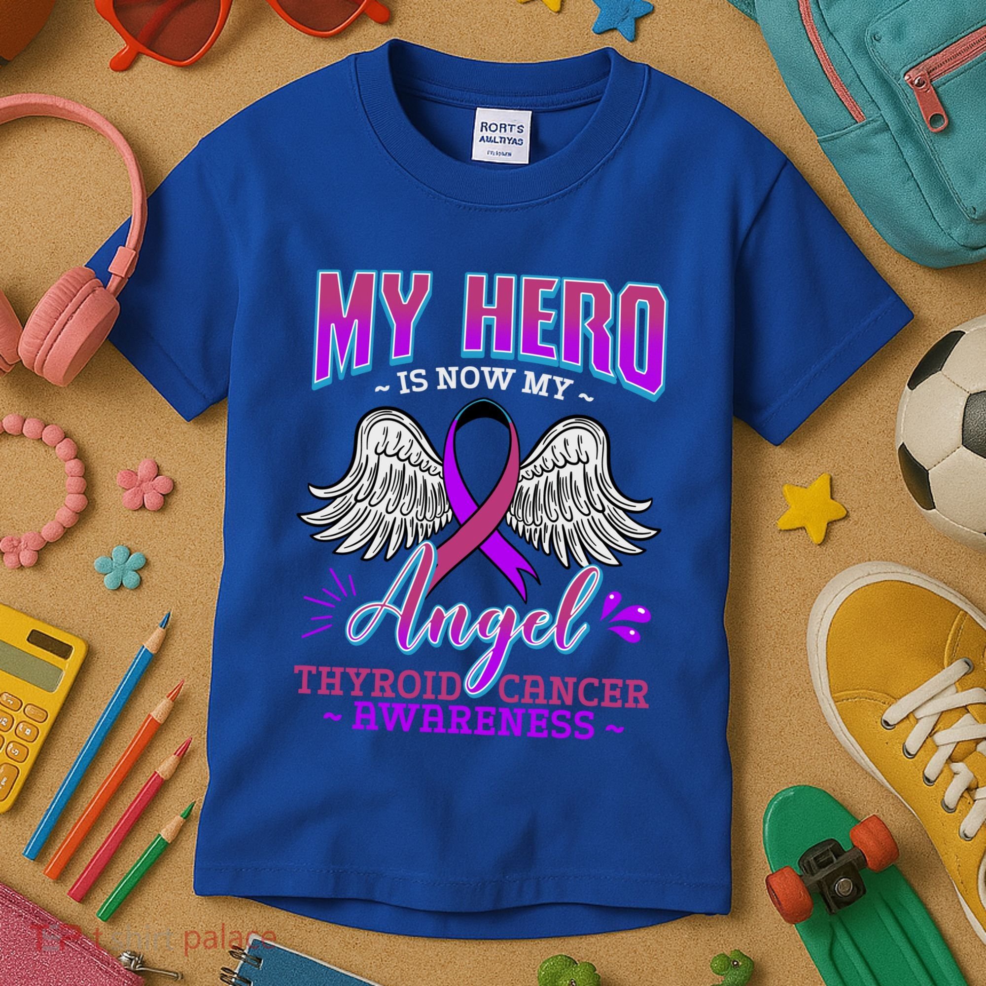 My Hero Is Now My Angel Thyroid Cancer Carcinoma Gift Idea Gift Kids T-Shirt
