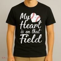 My Heart Is On That Field Baseball Softball Mom Gifts T-Shirt thumb 3
