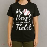 My Heart Is On That Field Baseball Softball Mom Gifts T-Shirt thumb 4
