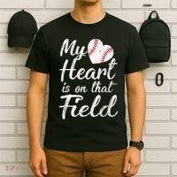 My Heart Is On That Field Baseball Softball Mom Gifts T-Shirt thumb 6