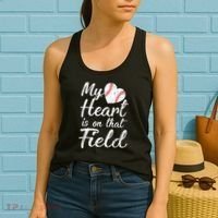 My Heart Is On That Field Baseball Softball Mom Gifts Women's Tank Top thumb 2