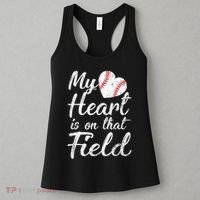 My Heart Is On That Field Baseball Softball Mom Gifts Women's Tank Top thumb 3