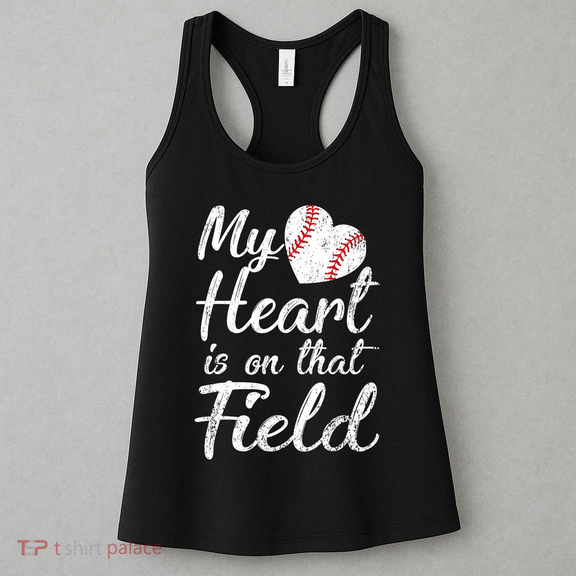 My Heart Is On That Field Baseball Softball Mom Gifts Women's Tank Top
