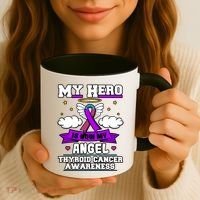 My Hero Is Now My Angel Thyroid Cancer Endocrinologist Cloud Gift Coffee Mug thumb 3
