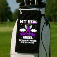 My Hero Is Now My Angel Thyroid Cancer Endocrinologist Cloud Gift Golf Towel thumb 2