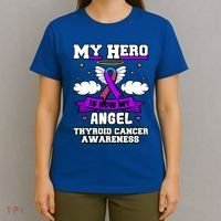 My Hero Is Now My Angel Thyroid Cancer Endocrinologist Cloud Gift T-Shirt thumb 4