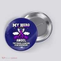 My Hero Is Now My Angel Thyroid Cancer Endocrinologist Cloud Gift Button thumb 0