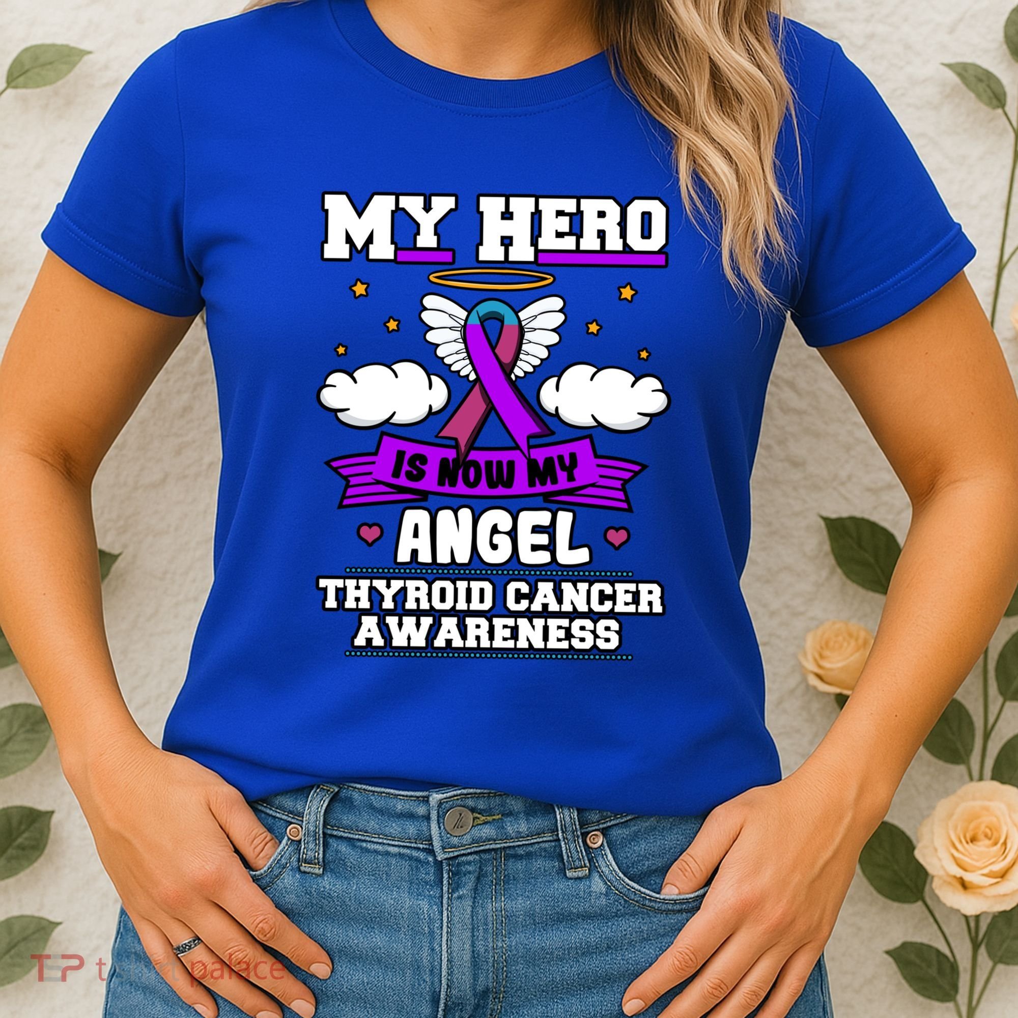 My Hero Is Now My Angel Thyroid Cancer Endocrinologist Cloud Gift Women's T-Shirt