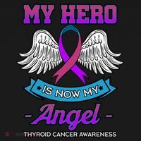 My Hero Is Now My Angel Thyroid Cancer Purple Teal And Pink Gift Women's Hoodie thumb 2