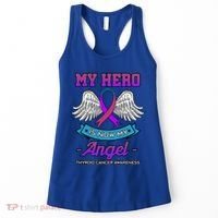 My Hero Is Now My Angel Thyroid Cancer Purple Teal And Pink Gift Women's Tank Top thumb 0
