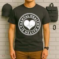 Mental Health Is Health Heartbeat Emblem T-Shirt thumb 6