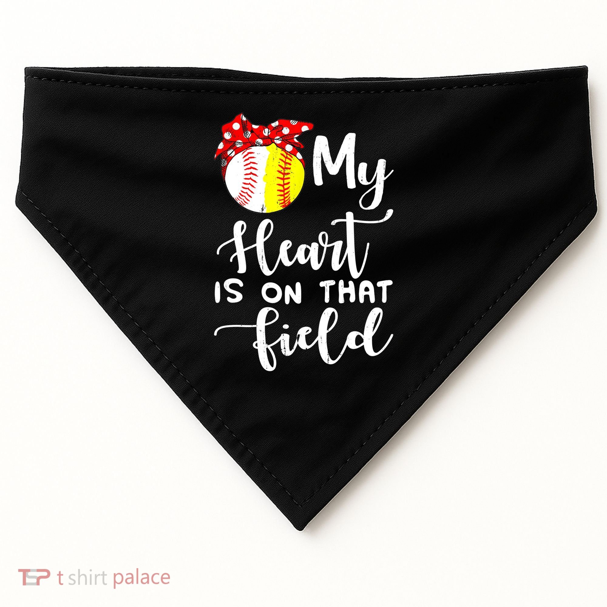 My Heart Is On That Field Baseball TShirt Softball Mom TShirt USA-Made Doggie Bandana