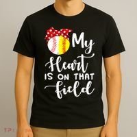 My Heart Is On That Field Baseball TShirt Softball Mom TShirt T-Shirt thumb 3