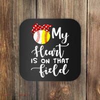 My Heart Is On That Field Baseball TShirt Softball Mom TShirt Coaster thumb 0