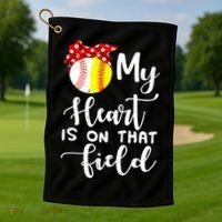 My Heart Is On That Field Baseball TShirt Softball Mom TShirt Golf Towel thumb 1