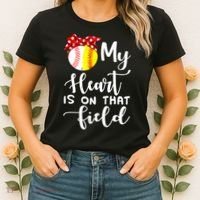 My Heart Is On That Field Baseball TShirt Softball Mom TShirt Women's T-Shirt thumb 2