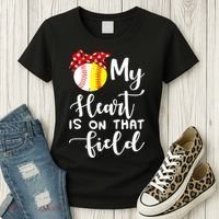 My Heart Is On That Field Baseball TShirt Softball Mom TShirt Women's T-Shirt thumb 3