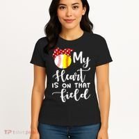 My Heart Is On That Field Baseball TShirt Softball Mom TShirt Women's T-Shirt thumb 4