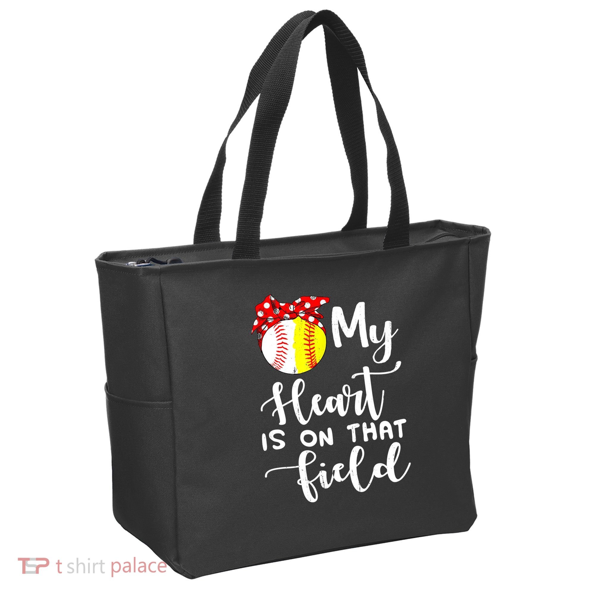 My Heart Is On That Field Baseball TShirt Softball Mom TShirt Tote Bag