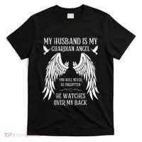 My Husband Is My Guardian Angel In Heaven Memory Memorial T-Shirt thumb 0